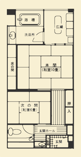 木の館 次の間付の贅沢な客室の間取り